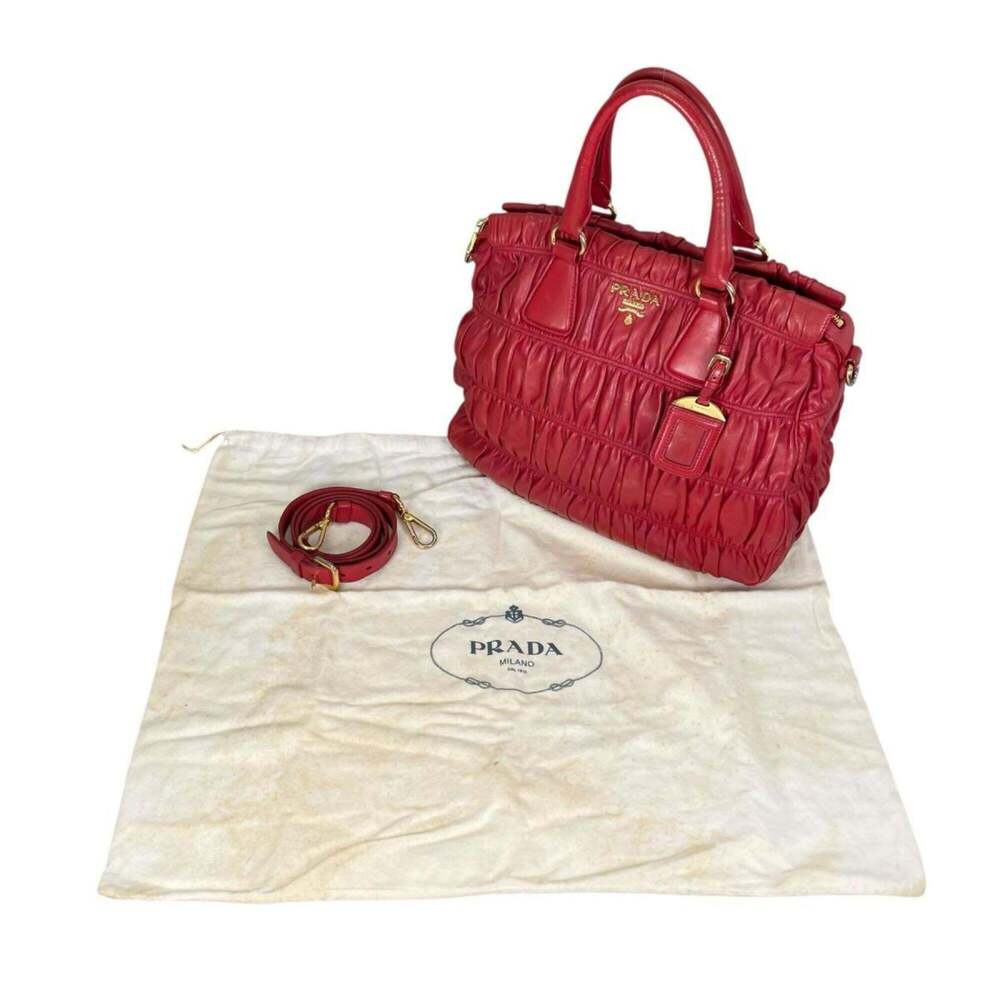 PRADA Red Leather Shoulder Bag